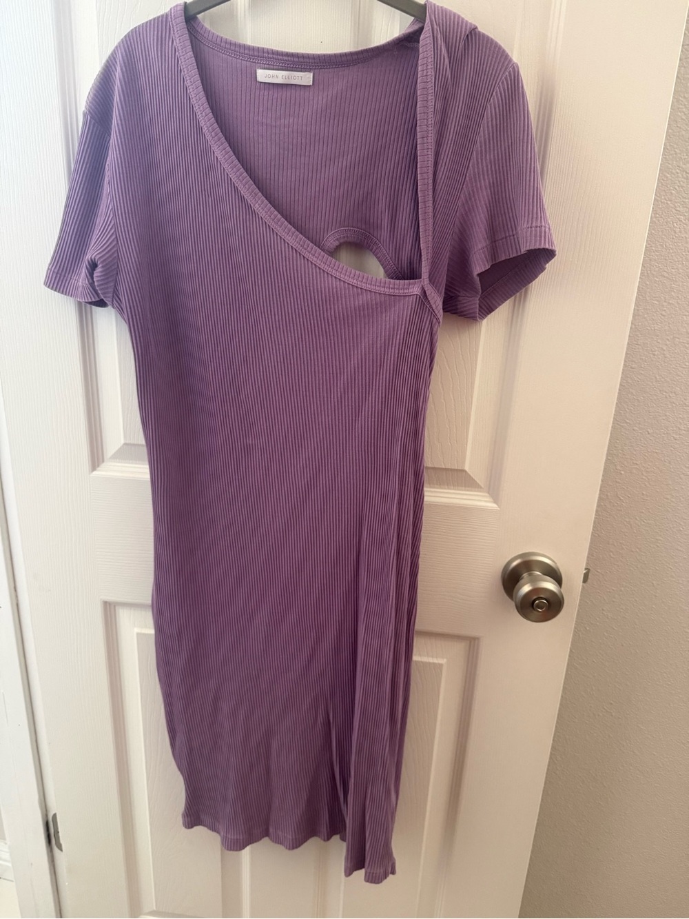 John Elliott Lavender Ribbed Midi Dress with Cutout